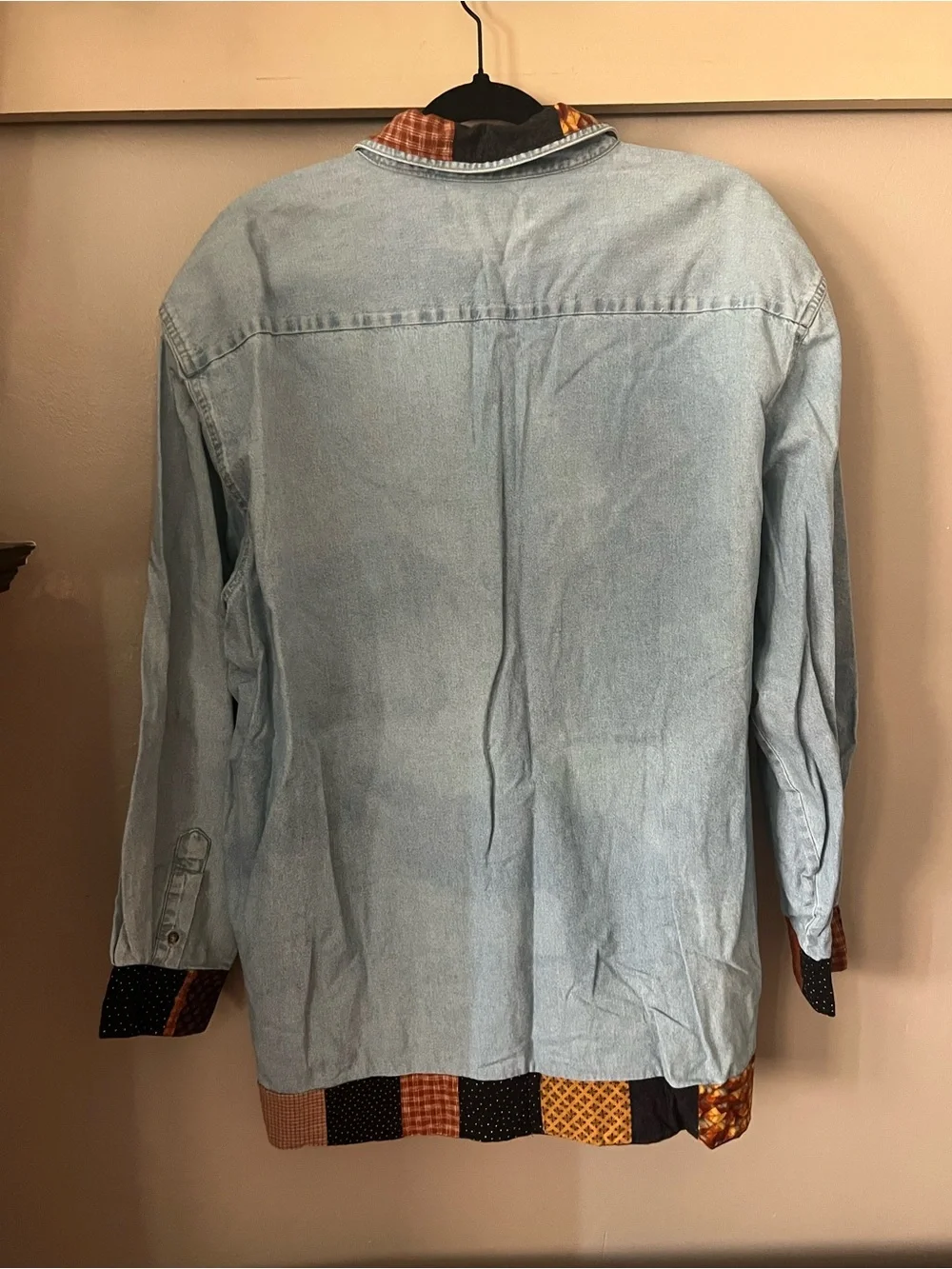JERZEES Light Blue Denim Halloween Patchwork Costume Shirt